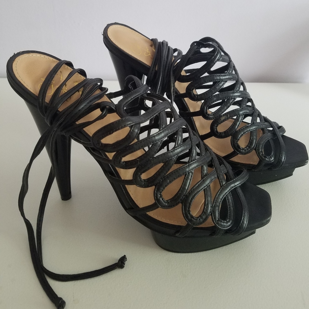Colin Stuart open toed lace-up heeled sandals - Picture 3 of 5